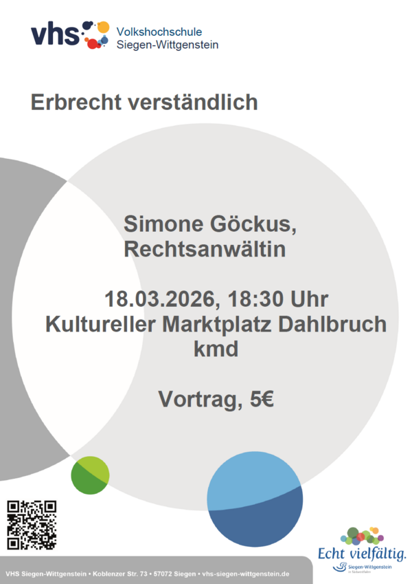 Bild vergr&ouml;&szlig;ern: Symbolfoto Vortrag Erbrecht verständlich